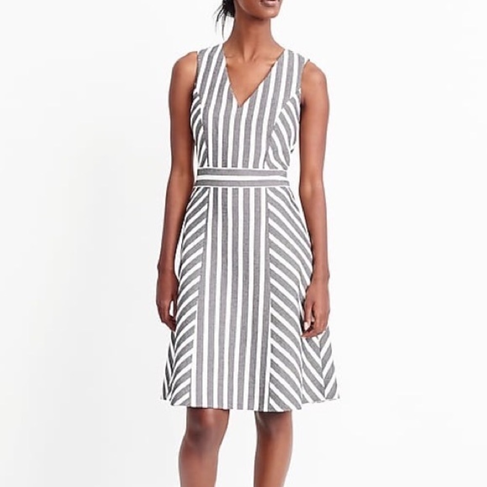 J. Crew jcrew striped herringbone dress black white